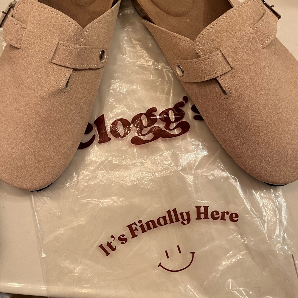 Beige Slip-On Cloggs - Picture 2 of 7